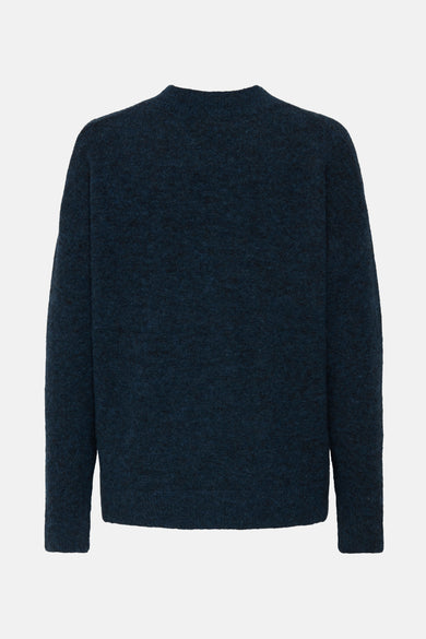 Pull col rond bleu de JDY en tricot texturé, vue de dos.
