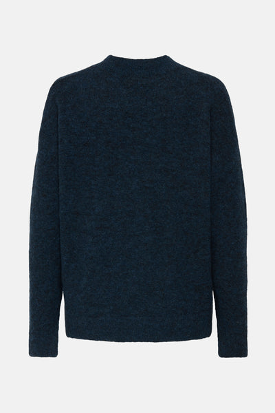 Pull col rond bleu de JDY en tricot texturé, vue de dos.
