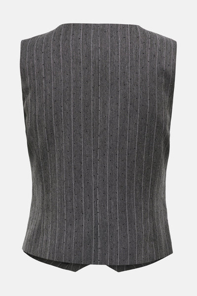 Veste blazer grise à rayures verticales par ONLY, avec motif à chevrons subtil.