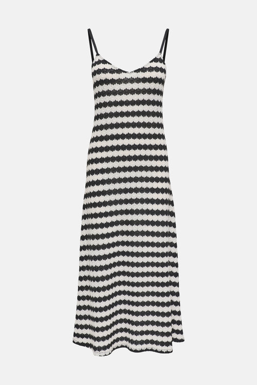 Robe longue noire à rayures, par ONLY, avec des bretelles fines.