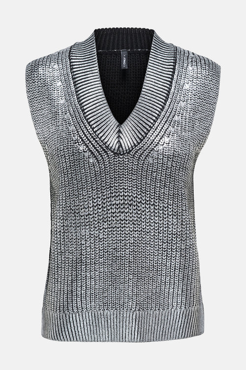 ONLNEVADA SL V-NECK FOIL COATED PULL KNT