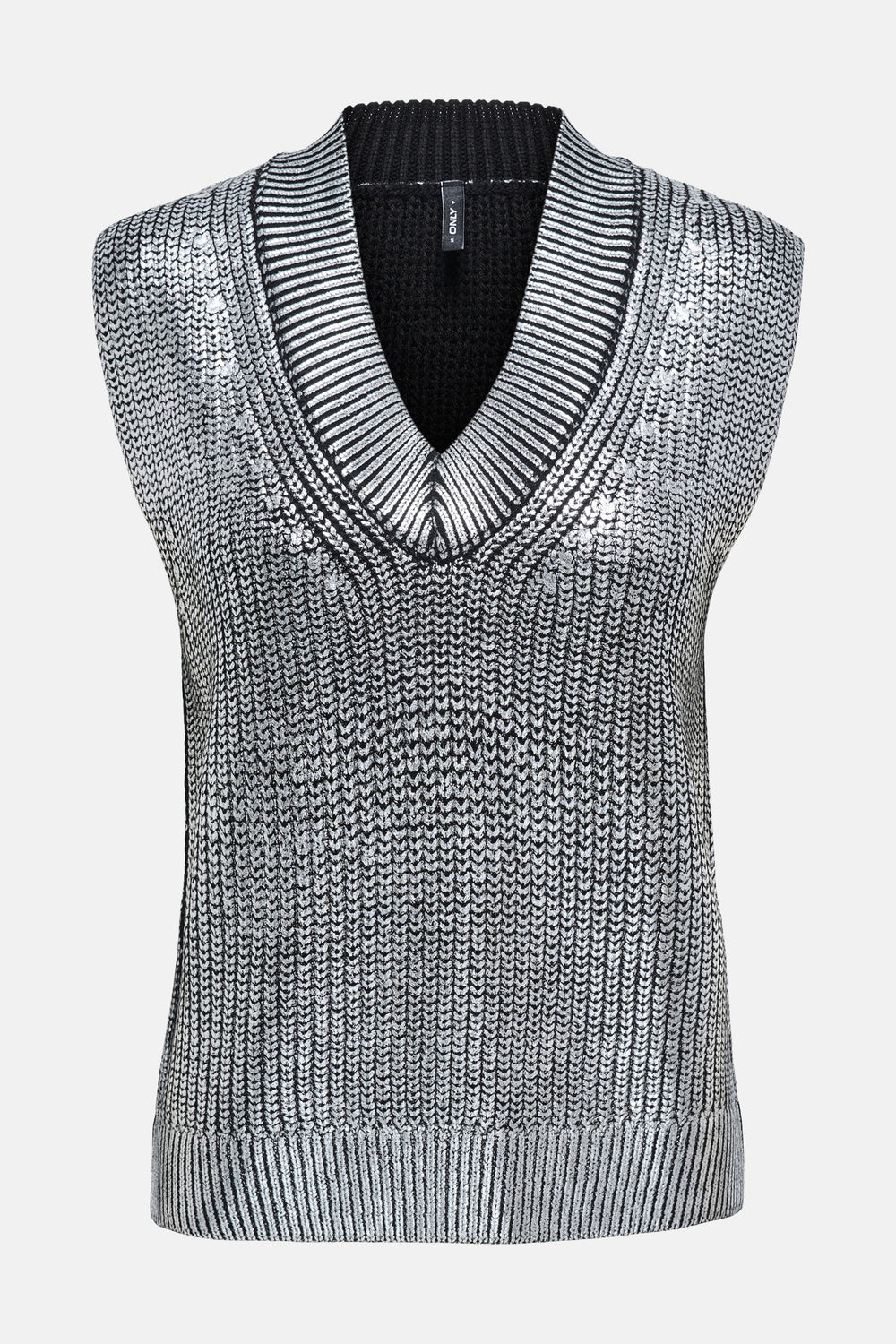 ONLNEVADA SL V-NECK FOIL COATED PULL KNT