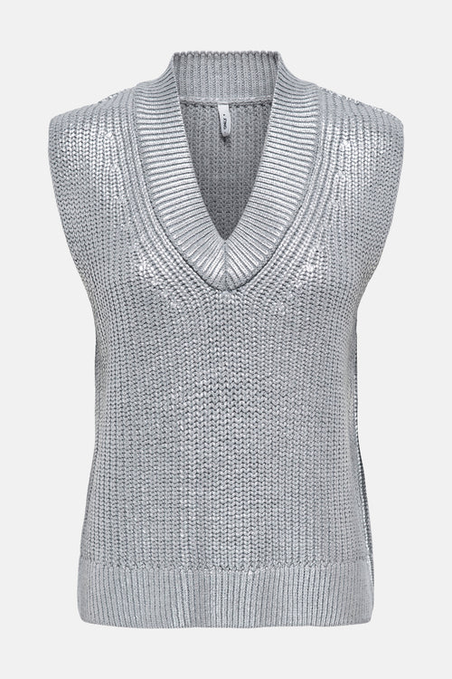 ONLNEVADA SL V-NECK FOIL COATED PULL KNT