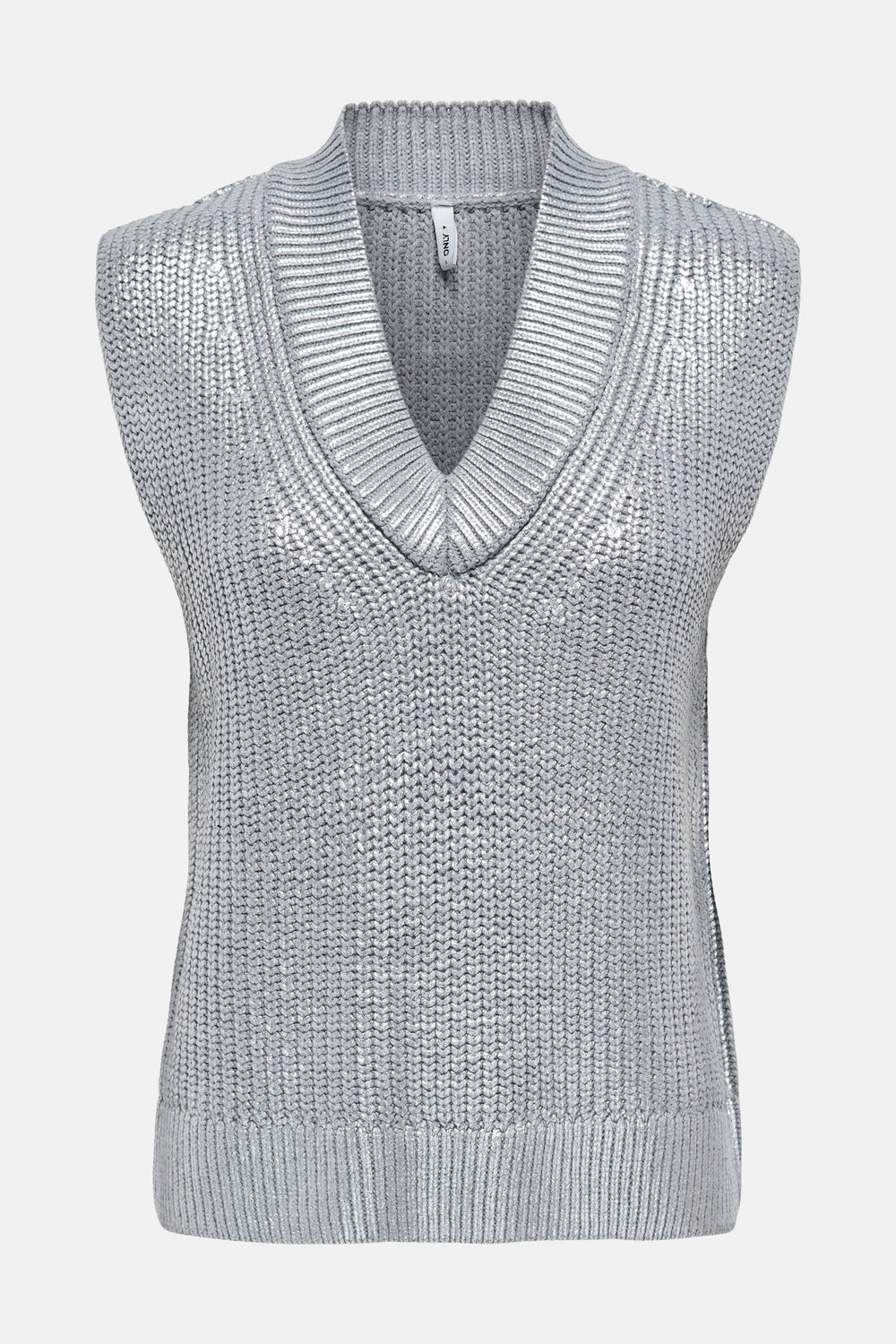 ONLNEVADA SL V-NECK FOIL COATED PULL KNT