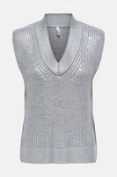 ONLNEVADA SL V-NECK FOIL COATED PULL KNT