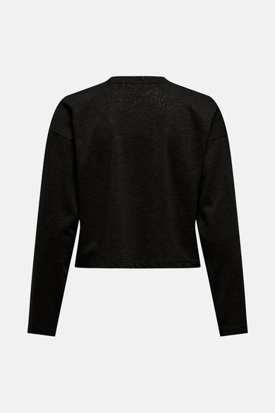 Sweat noir à col rond de ONLY, avec de fines paillettes scintillantes.