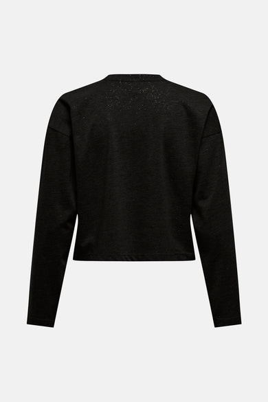 Sweat noir à col rond de ONLY, avec de fines paillettes scintillantes.