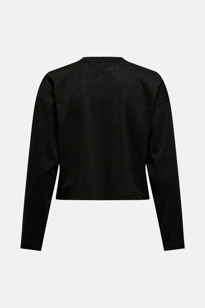 Sweat noir à col rond de ONLY, avec de fines paillettes scintillantes.
