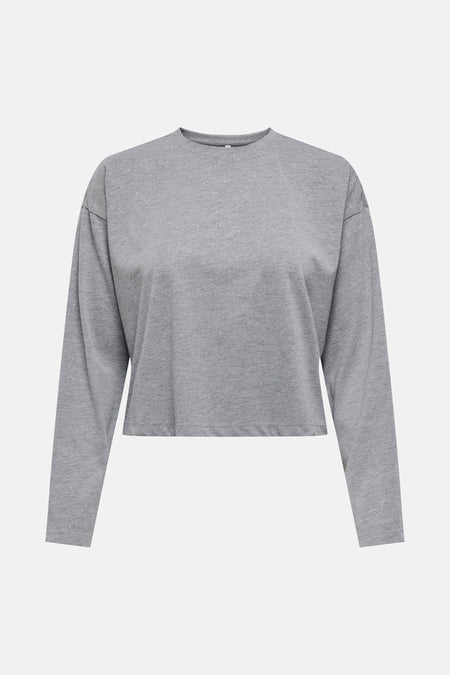 Grijze rondehals sweatshirt van ONLY, met een glittereffect op de bovenkant van de rug.