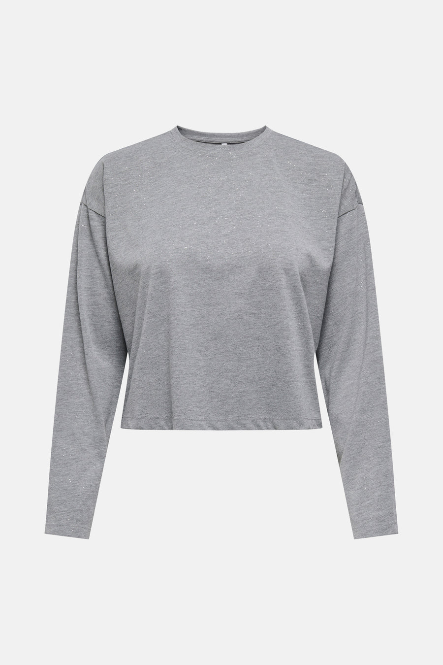 Grijze rondehals sweatshirt van ONLY, met een glittereffect op de bovenkant van de rug.