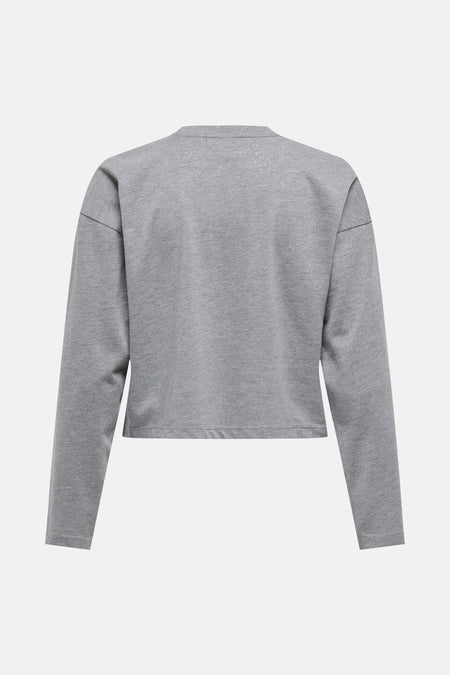 Sweat col rond gris de ONLY, avec un effet pailleté sur le haut du dos.
