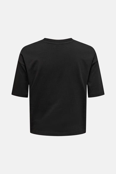 T-shirt noir à manches courtes de ONLY, vue de dos sur fond blanc.
