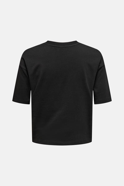 T-shirt noir à manches courtes de ONLY, vue de dos sur fond blanc.
