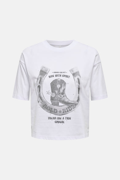 ONLTEXAS S/S BOXY PRINT TOP BOX JRS