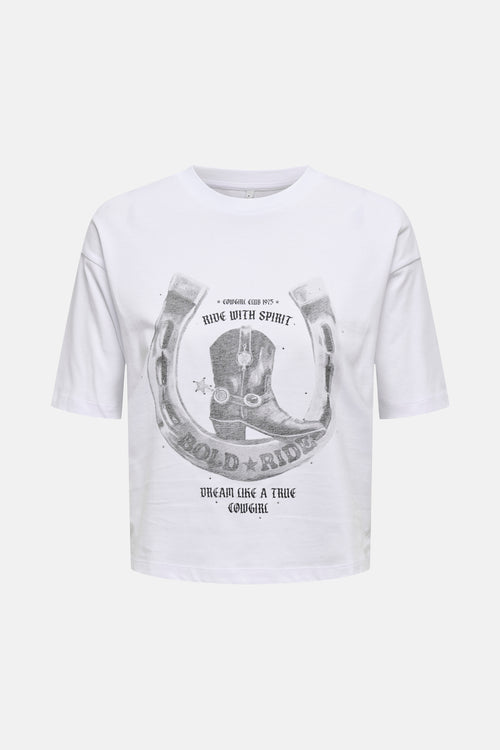 ONLTEXAS S/S BOXY PRINT TOP BOX JRS