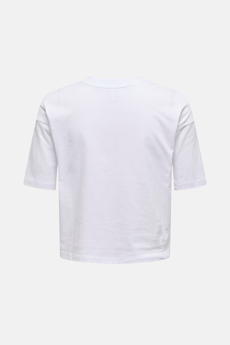 T-shirt blanc à manches courtes de ONLY, vu de dos, coupe décontractée.
