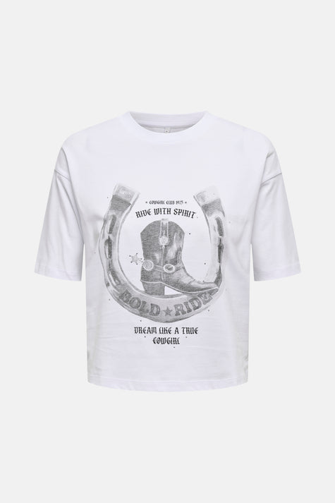 ONLTEXAS S/S BOXY PRINT TOP BOX JRS