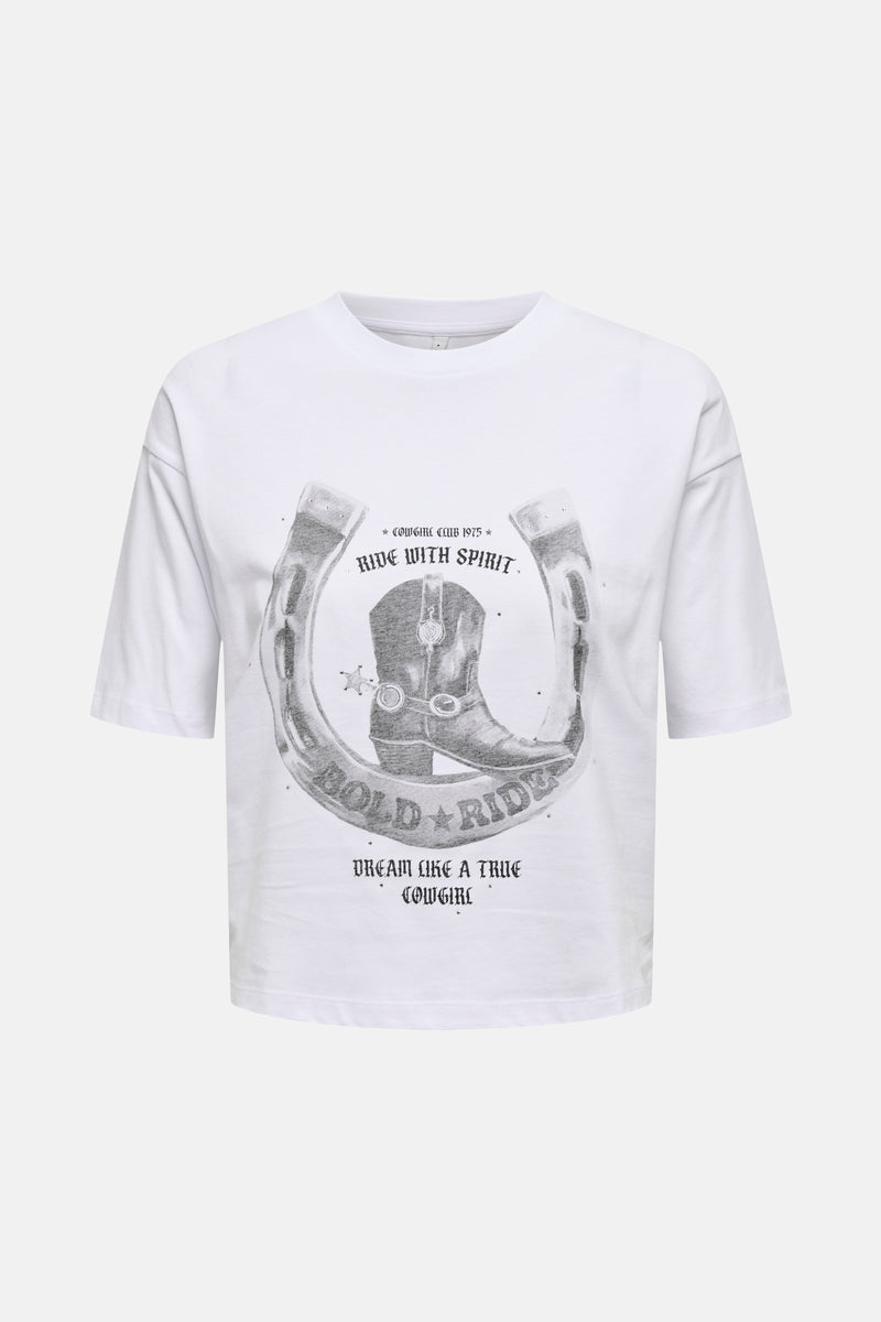 ONLTEXAS S/S BOXY PRINT TOP BOX JRS
