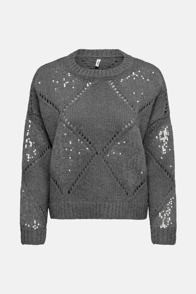 ONLKANSAS LIFE LS SEQUINS O-NECK KNT
