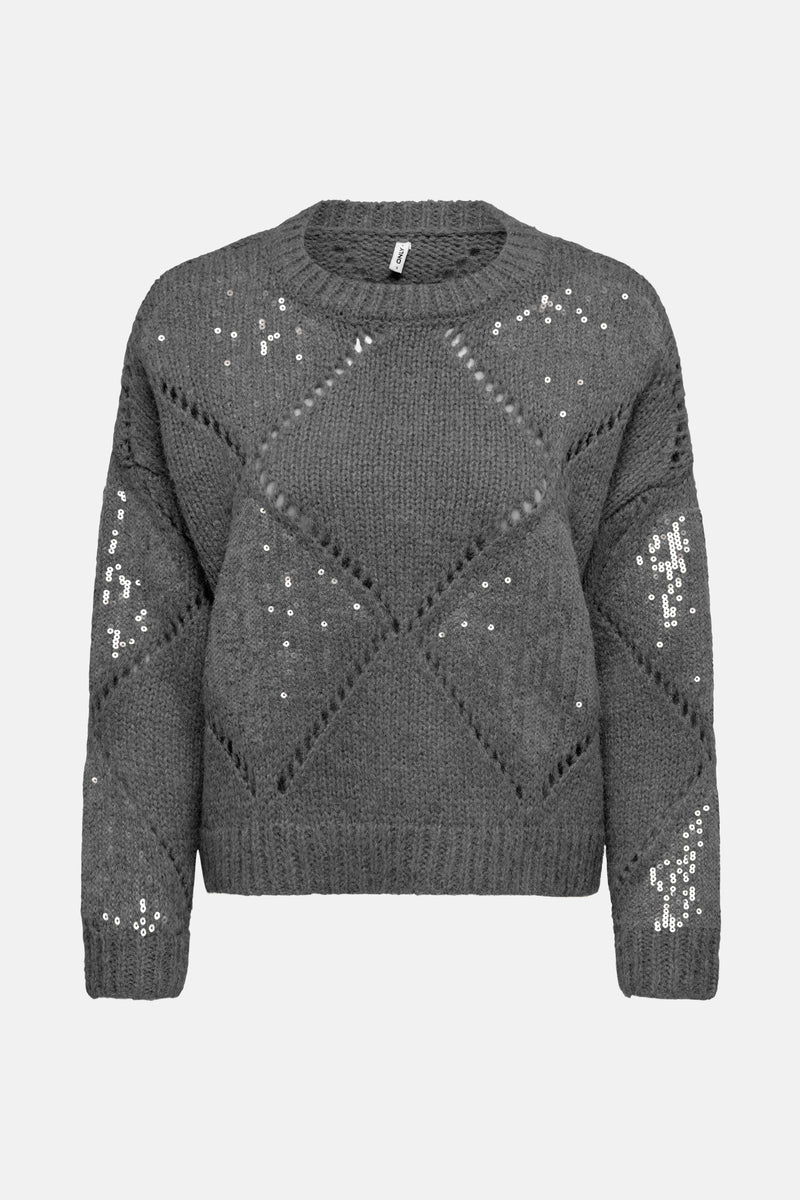 Pull met ronde hals - grijs