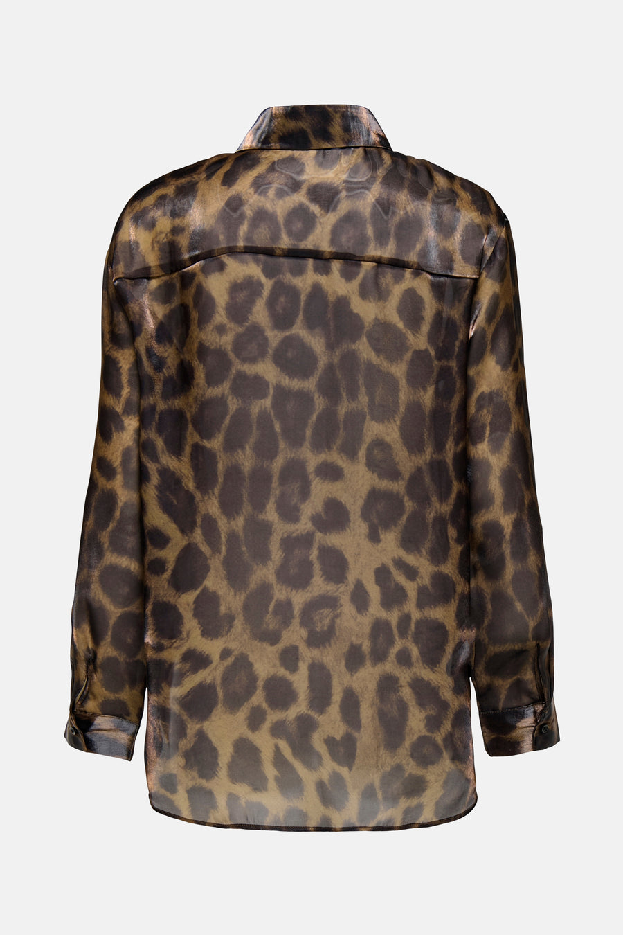 Bruin overhemd met lange mouwen van ONLY, luipaardprint op een licht doorschijnende stof.