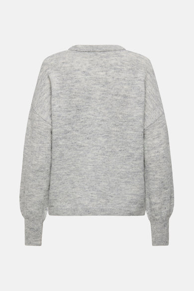 Pull col rond gris de ONLY, en maille duveteuse à manches longues