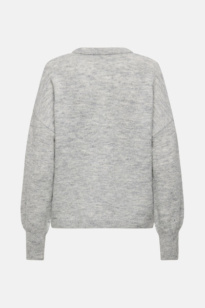 Pull col rond gris de ONLY, en maille duveteuse à manches longues