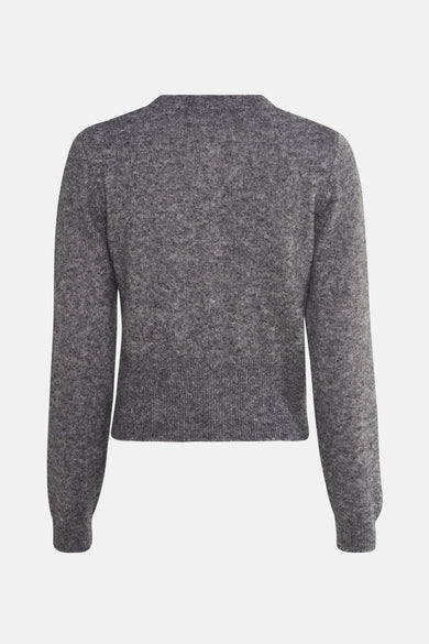 Grijze gemêleerde cardigan van ONLY, in een getextureerde breisel, achterzijde.