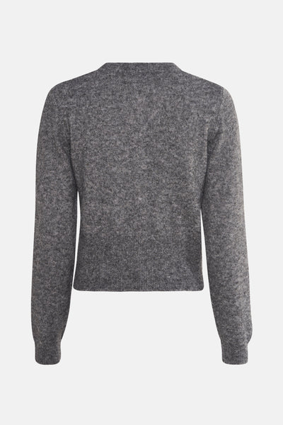 Grijze gemêleerde cardigan van ONLY, in een getextureerde breisel, achterzijde.