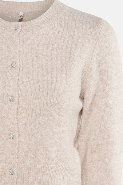 Beige gebreid vest van ONLY, met decoratieve bloemknoppen.