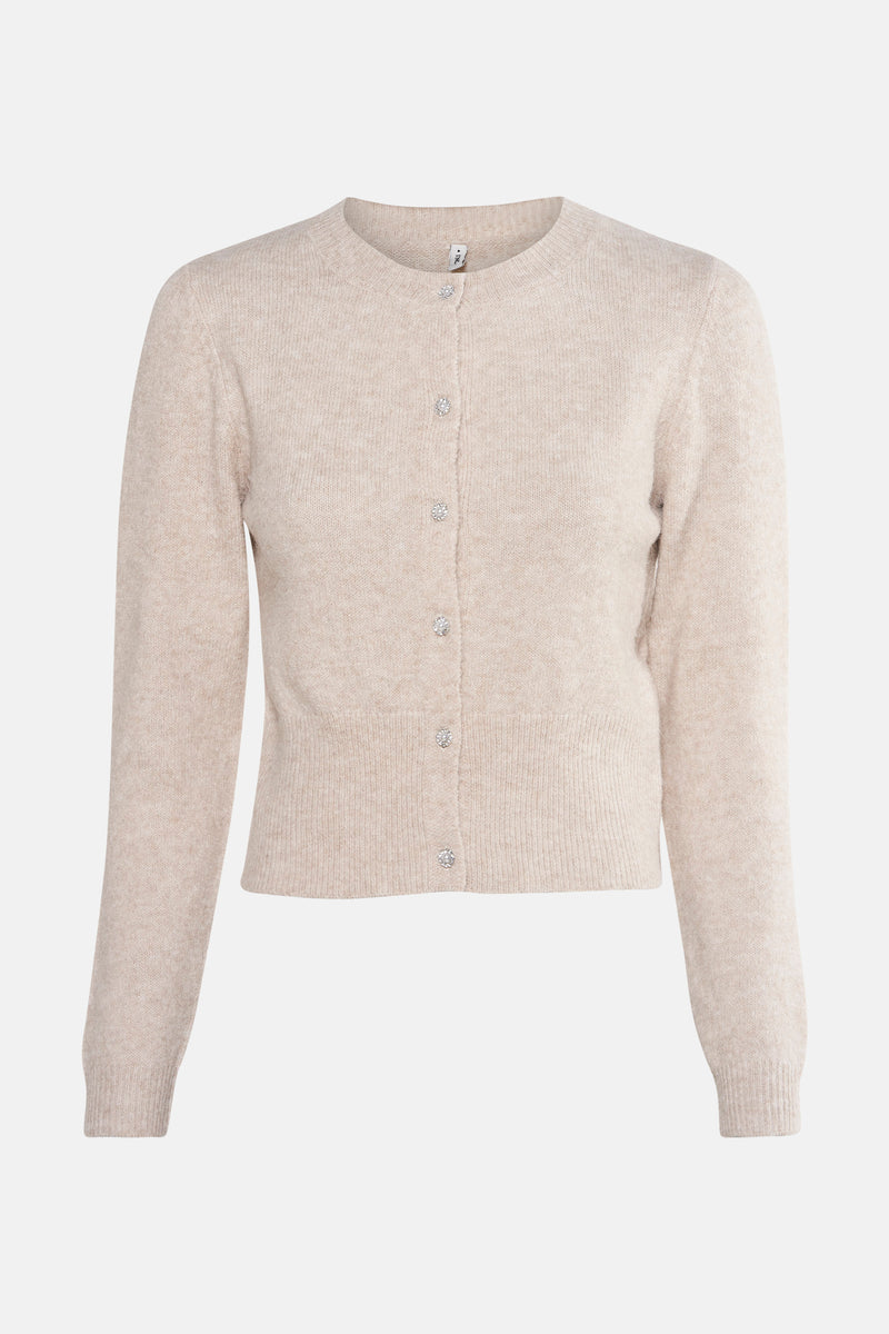 Beige cardigan van ONLY®, met knoopsluiting versierd met glinsterende details.