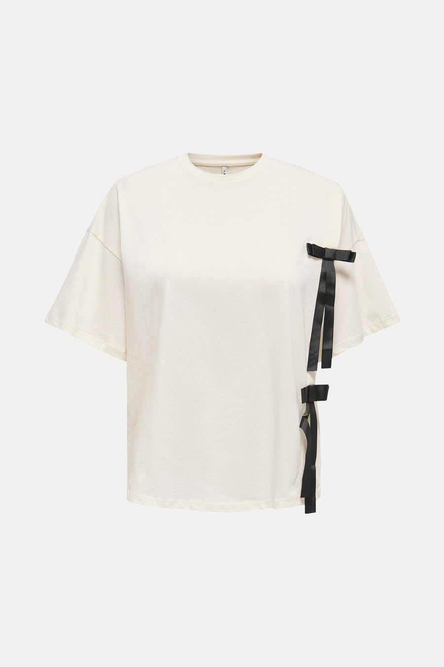 Effen witte T-shirt met korte mouwen van ONLY, achterkant op witte achtergrond.