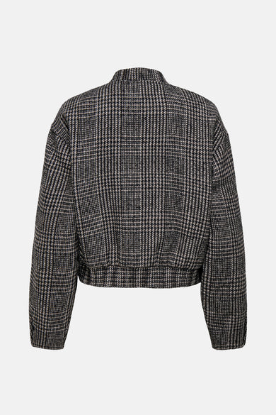 Veste courte marron by JDY avec motif à carreaux, vue de dos.