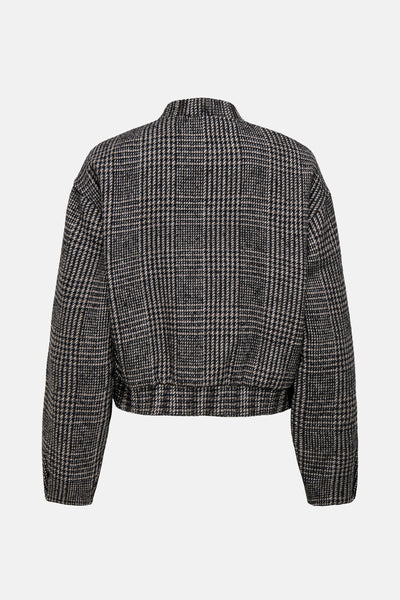 Veste courte marron by JDY avec motif à carreaux, vue de dos.