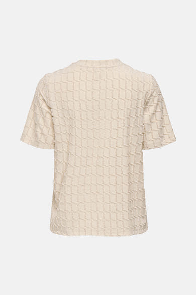 Beige T-shirt met korte mouwen van ONLY®, met ruitpatroon in textuur.