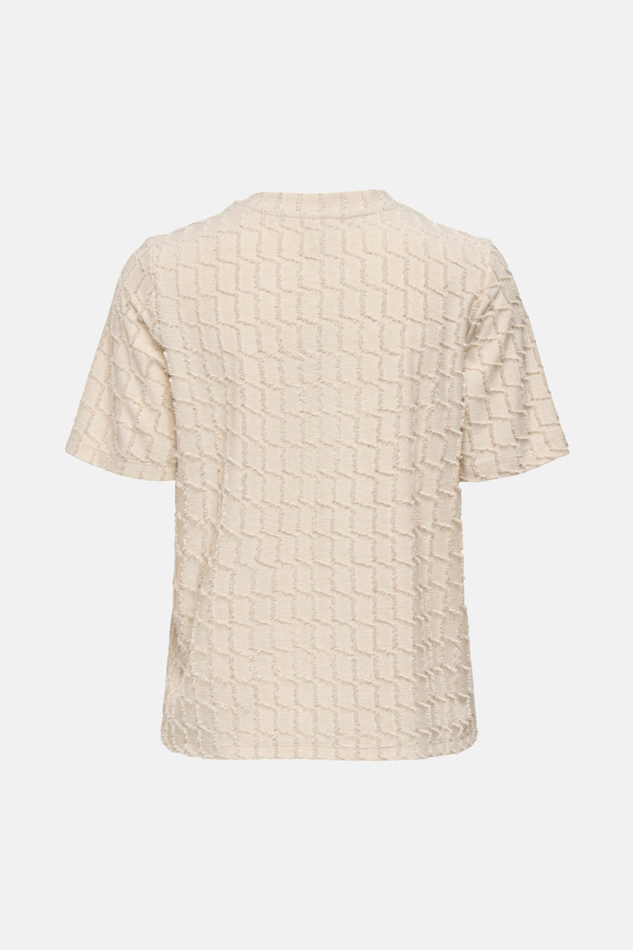 Beige T-shirt met korte mouwen van ONLY®, met ruitpatroon in textuur.