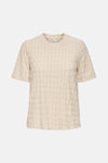 Beige T-shirt met korte mouwen van ONLY, met ruitpatroon met textuur.