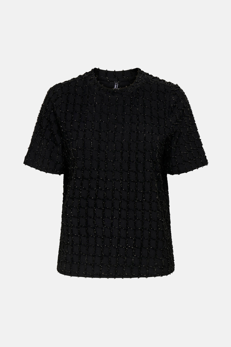 ONLINES LIFE 2/4 O-NECK GLITTER TOP JRS