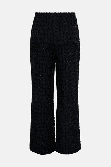 Zwarte geruite broek ONLY®, met een tweedtextuur en een uitlopende pasvorm.