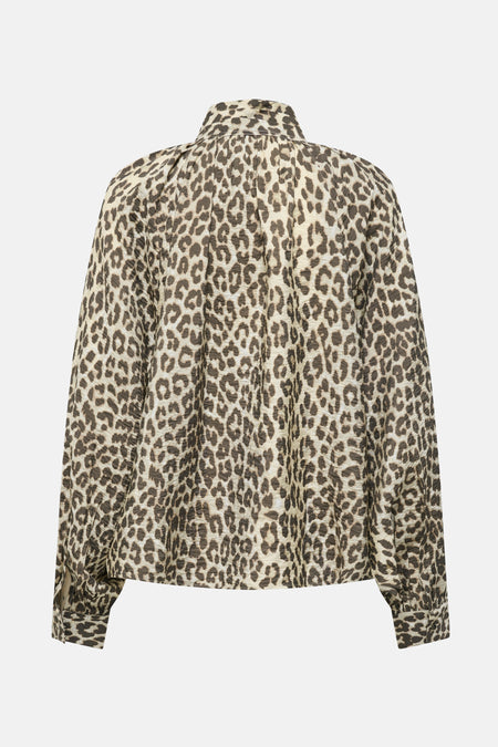 JDY veelkleurige blouse met lange mouwen en all-over luipaardprint.