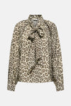 JDY lange mouwen blouse met luipaardprint, met een decoratieve strikkraag.