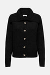 Zwarte gebreide cardigan van JDY, met een sjaalkraag en knoopsluiting aan de voorkant.