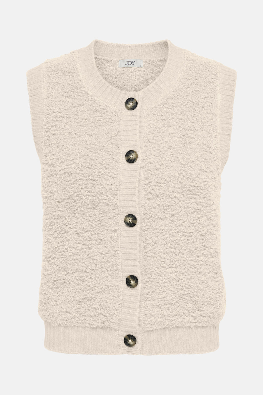 Débardeur en tricot écru de JDY avec fermeture boutonnée sur le devant et texture bouclée.