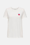 T-shirt blanc à manches courtes de ONLY, avec un motif brodé sur la poitrine.