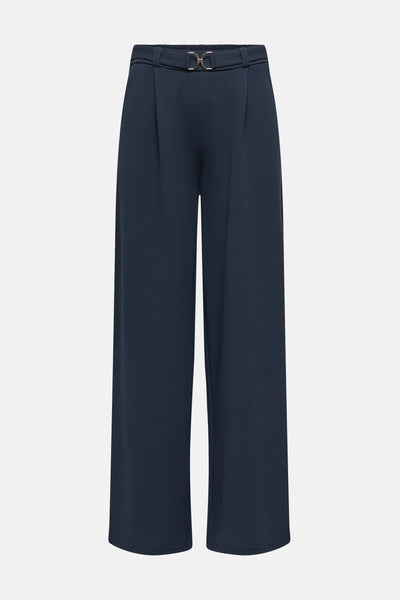 Pantalon bleu par JDY, coupe ample avec ceinture à boucle dorée.