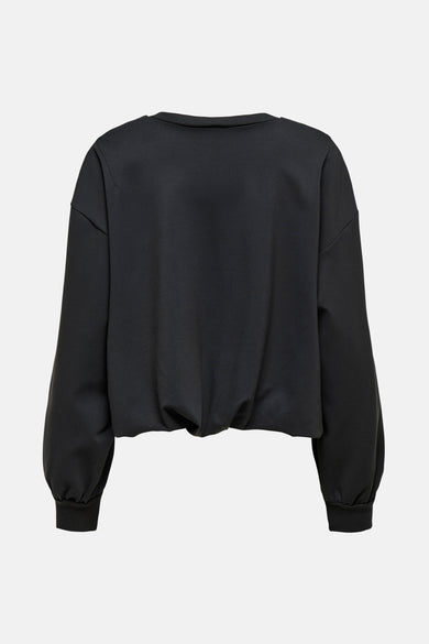 Grijze sweater van JDY, losse pasvorm met lange mouwen en elastische zoom, achterzijde.