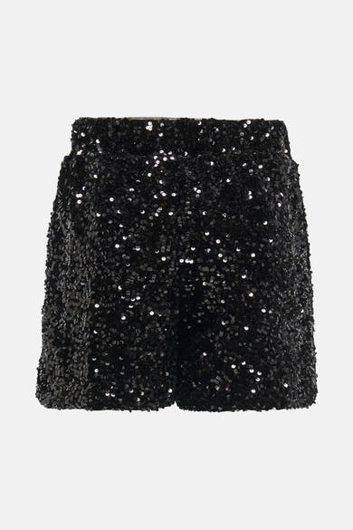 Zwarte pailletten short van ONLY, met elastische tailleband.