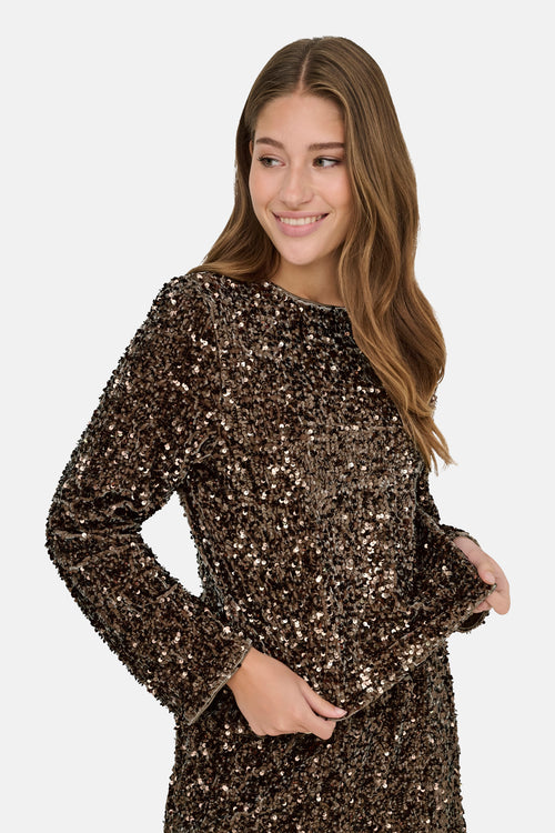 Blouse met lange mouwen - bruin