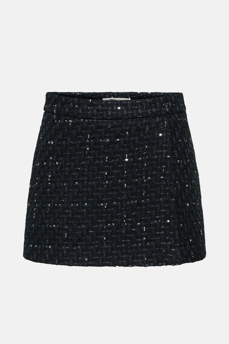 Korte zwarte short van ONLY® met een tweedtextuur en subtiele pailletten.
