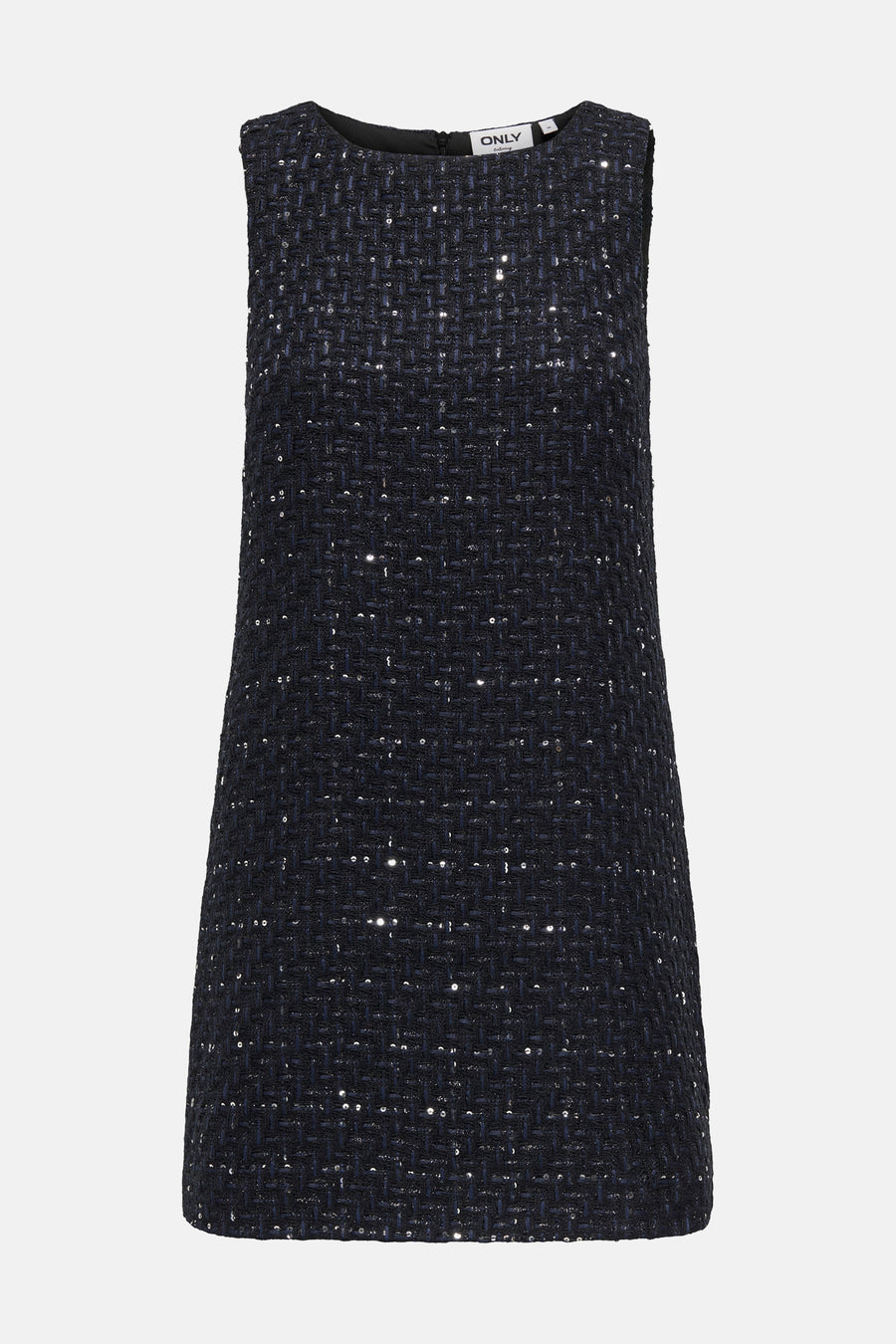 Robe noire de ONLY, en tweed à motif quadrillé et à paillettes scintillantes.